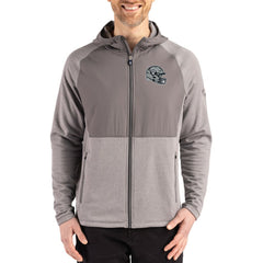 Las Vegas Raiders Cutter & Buck Peshastin Eco Fleece Recycled Raglan Full-Zip Tri-Blend Hybrid Jacket Heather Gray