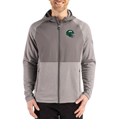 New York Jets Cutter & Buck Peshastin Eco Fleece Recycled Raglan Full-Zip Tri-Blend Hybrid Jacket Heather Gray