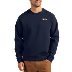Denver Broncos Cutter & Buck Primary Logo Roam Recycled Raglan Pullover Sweatshirt Navy