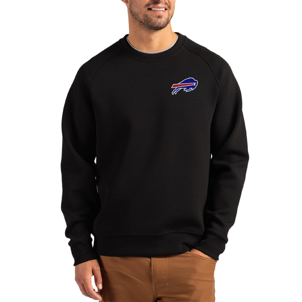 Buffalo Bills Cutter & Buck Primary Logo Roam Recycled Raglan Pullover Sweatshirt Black