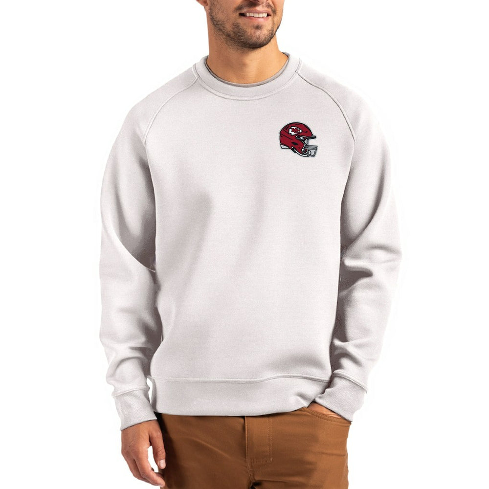 Kansas City Chiefs Cutter & Buck Helmet Roam Recycled Raglan Pullover Sweatshirt Gray