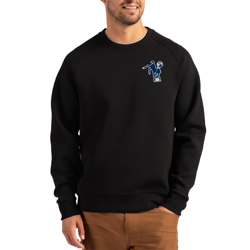 Indianapolis Colts Cutter & Buck Throwback Roam Recycled Raglan Pullover Sweatshirt Black