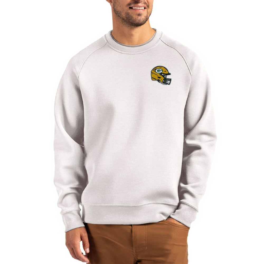 Green Bay Packers Cutter & Buck Helmet Roam Recycled Raglan Pullover Sweatshirt Gray