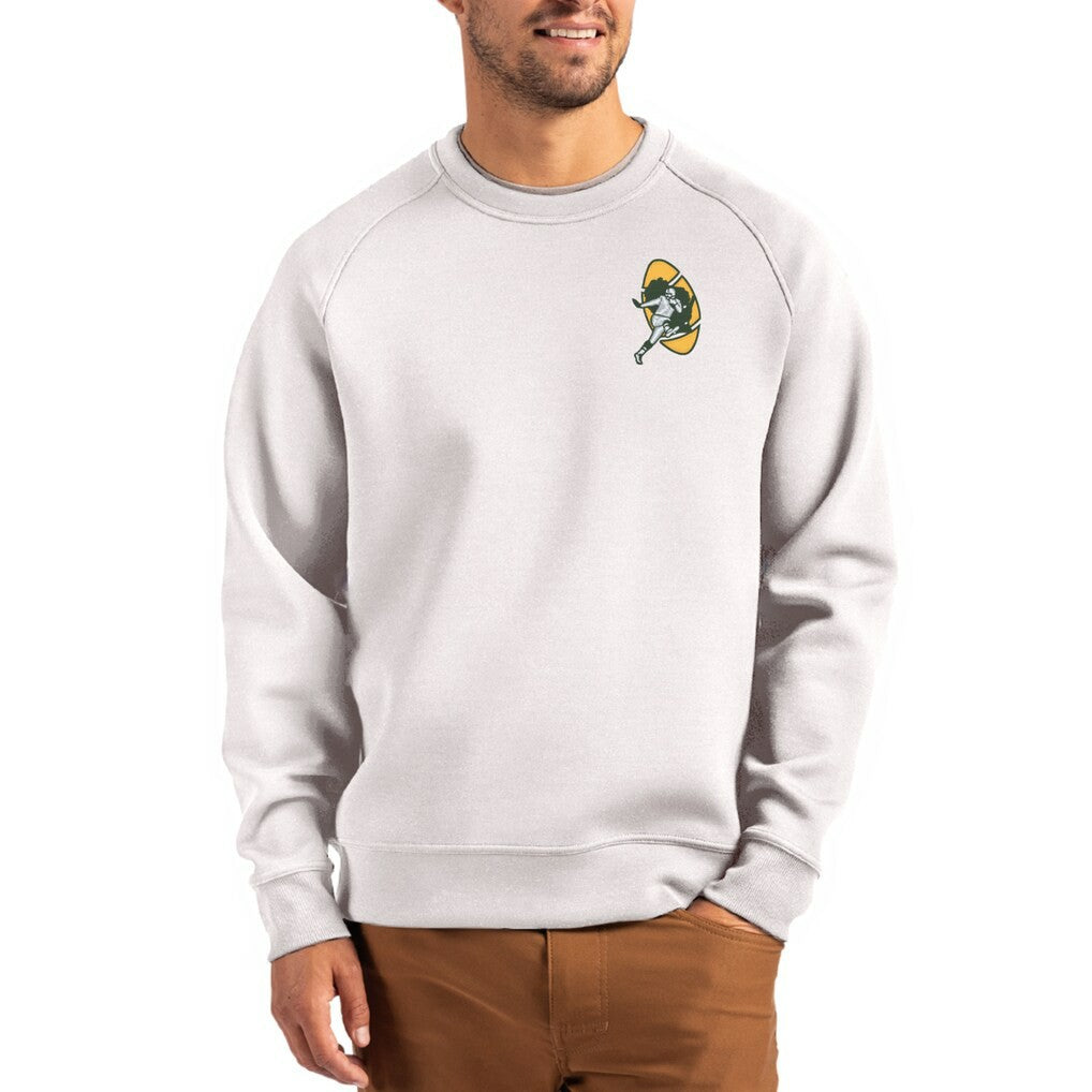 Green Bay Packers Cutter & Buck Throwback Roam Recycled Raglan Pullover Sweatshirt Gray