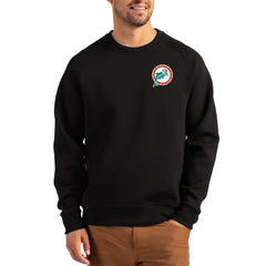 Miami Dolphins Cutter & Buck Throwback Roam Recycled Raglan Pullover Sweatshirt Black