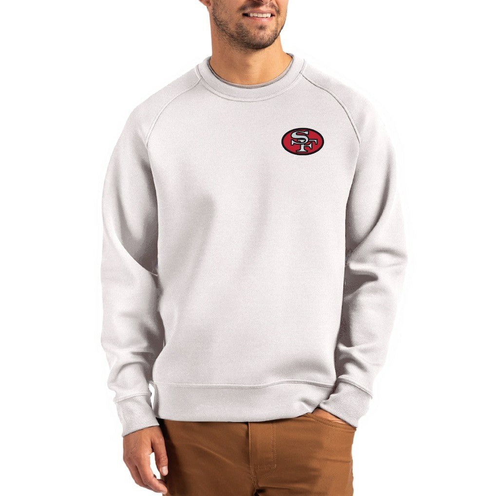 San Francisco 49ers Cutter & Buck Throwback Roam Recycled Raglan Pullover Sweatshirt Gray