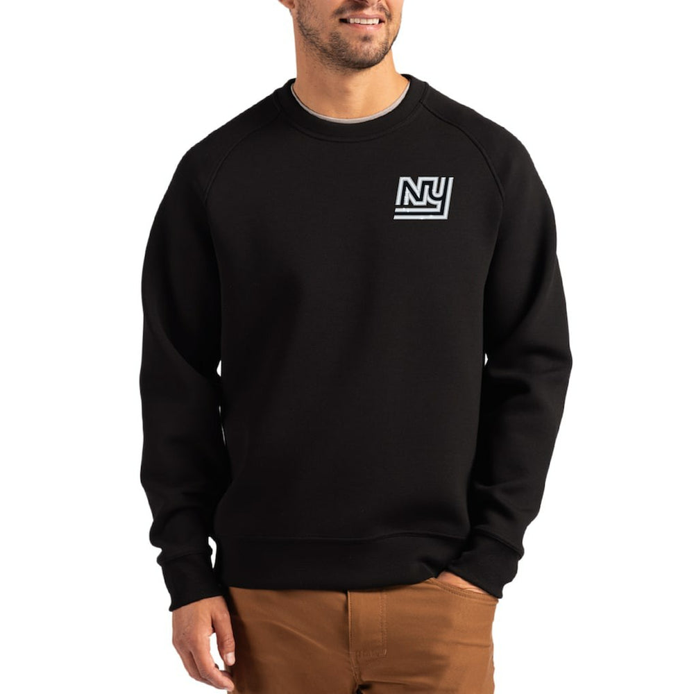 New York Giants Cutter & Buck Throwback Roam Recycled Raglan Pullover Sweatshirt Black