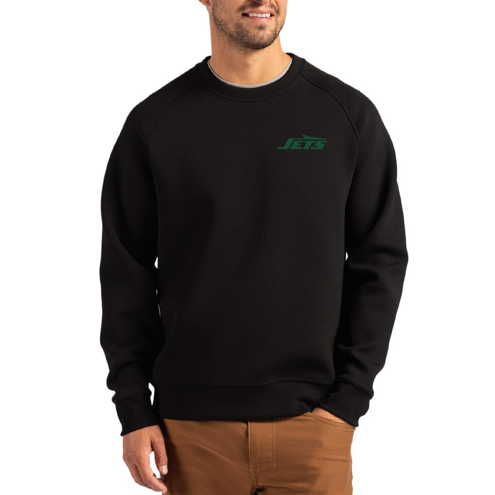 New York Jets Cutter & Buck Primary Logo Roam Recycled Raglan Pullover Sweatshirt Black