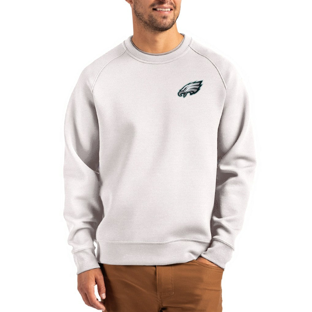 Philadelphia Eagles Cutter & Buck Primary Logo Roam Recycled Raglan Pullover Sweatshirt Gray