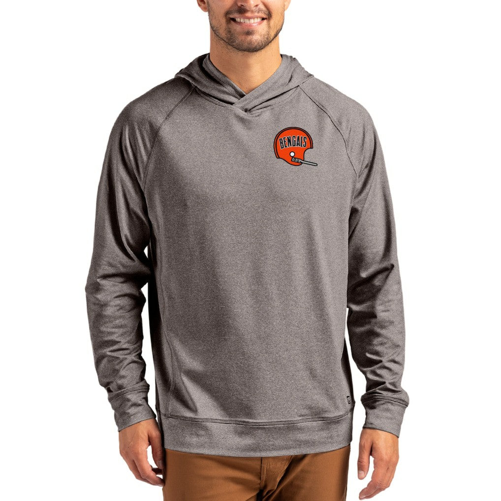Cincinnati Bengals Cutter & Buck Adapt Historic Knit Recycled Raglan Pullover Hoodie Heather Gray