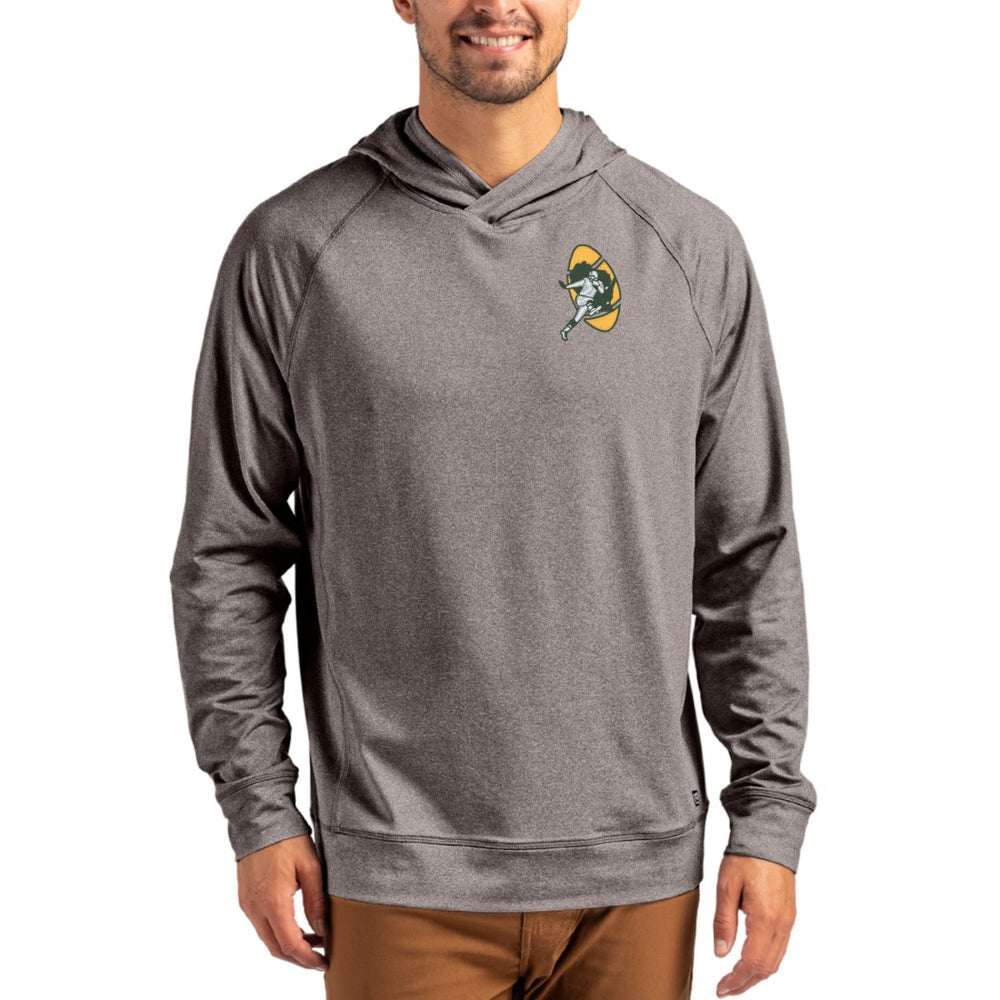 Green Bay Packers Cutter & Buck Adapt Historic Knit Recycled Raglan Pullover Hoodie Heather Gray