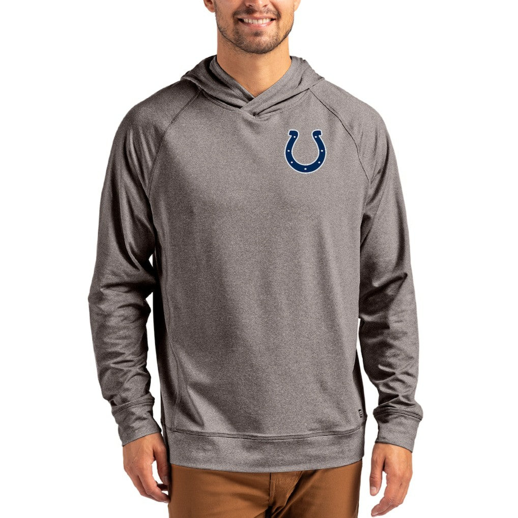 Indianapolis Colts Cutter & Buck Adapt Knit Recycled Raglan Pullover Hoodie Heather Gray