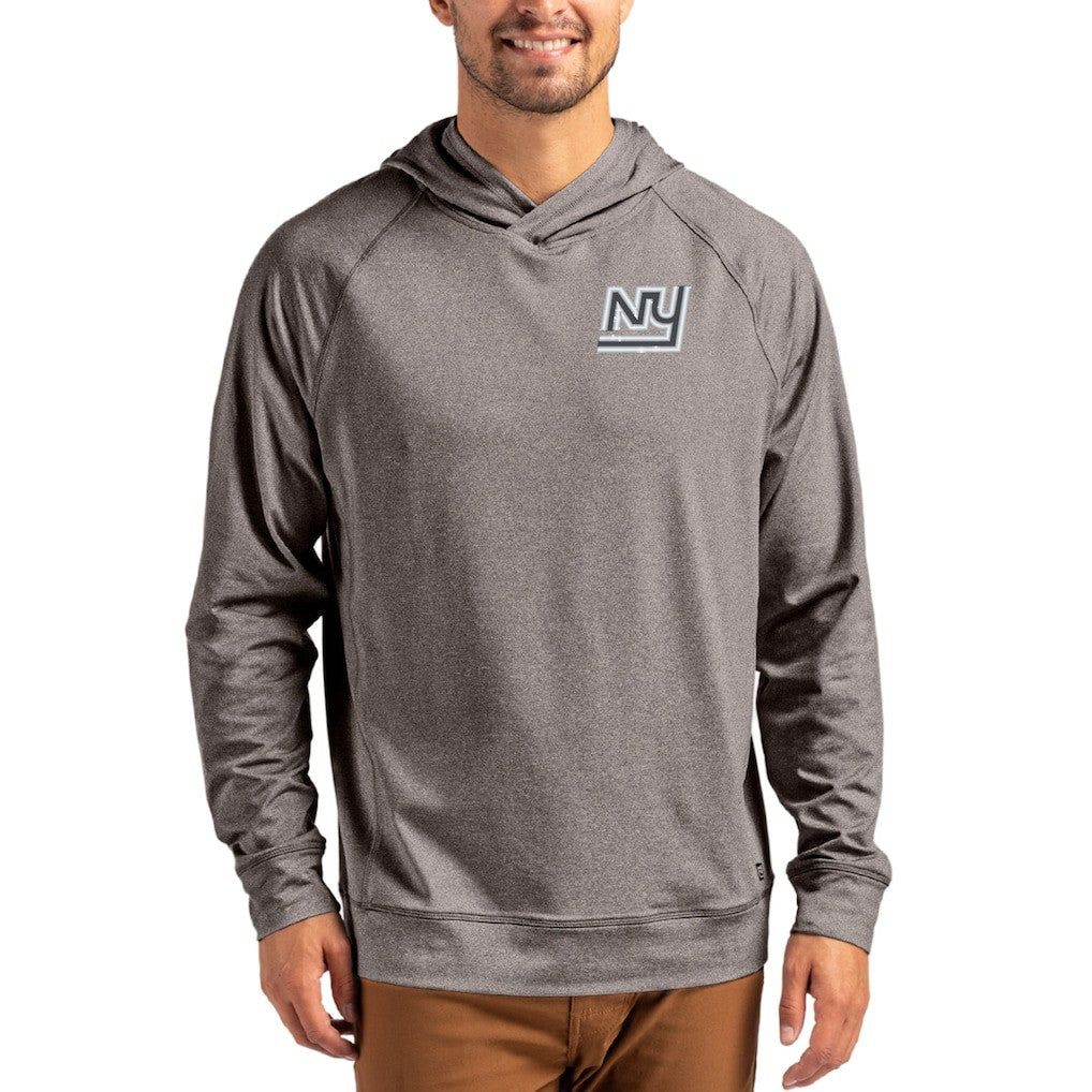New York Giants Cutter & Buck Adapt Historic Knit Recycled Raglan Pullover Hoodie Heather Gray
