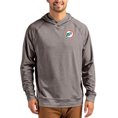 Miami Dolphins Cutter & Buck Adapt Historic Knit Recycled Raglan Pullover Hoodie Heather Gray