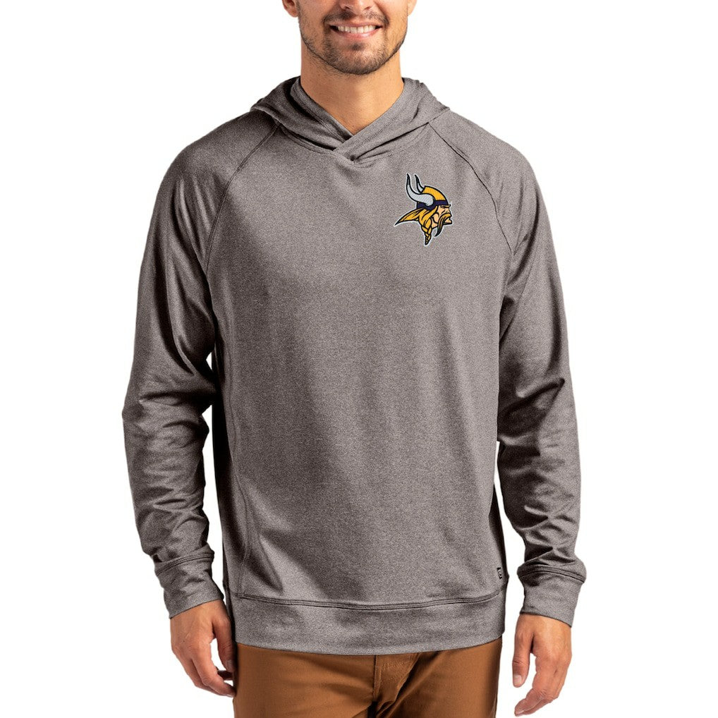Minnesota Vikings Cutter & Buck Adapt Knit Recycled Raglan Pullover Hoodie Heather Gray