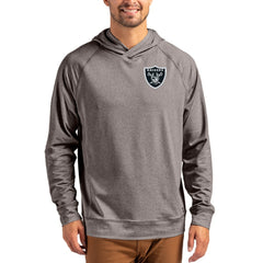 Las Vegas Raiders Cutter & Buck Adapt Knit Recycled Raglan Pullover Hoodie Heather Gray