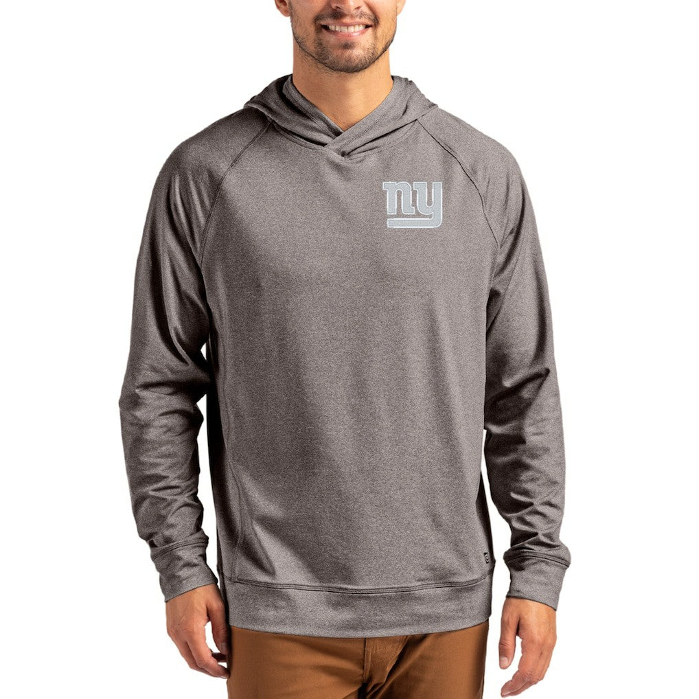 New York Giants Cutter & Buck Adapt Knit Recycled Raglan Pullover Hoodie Heather Gray