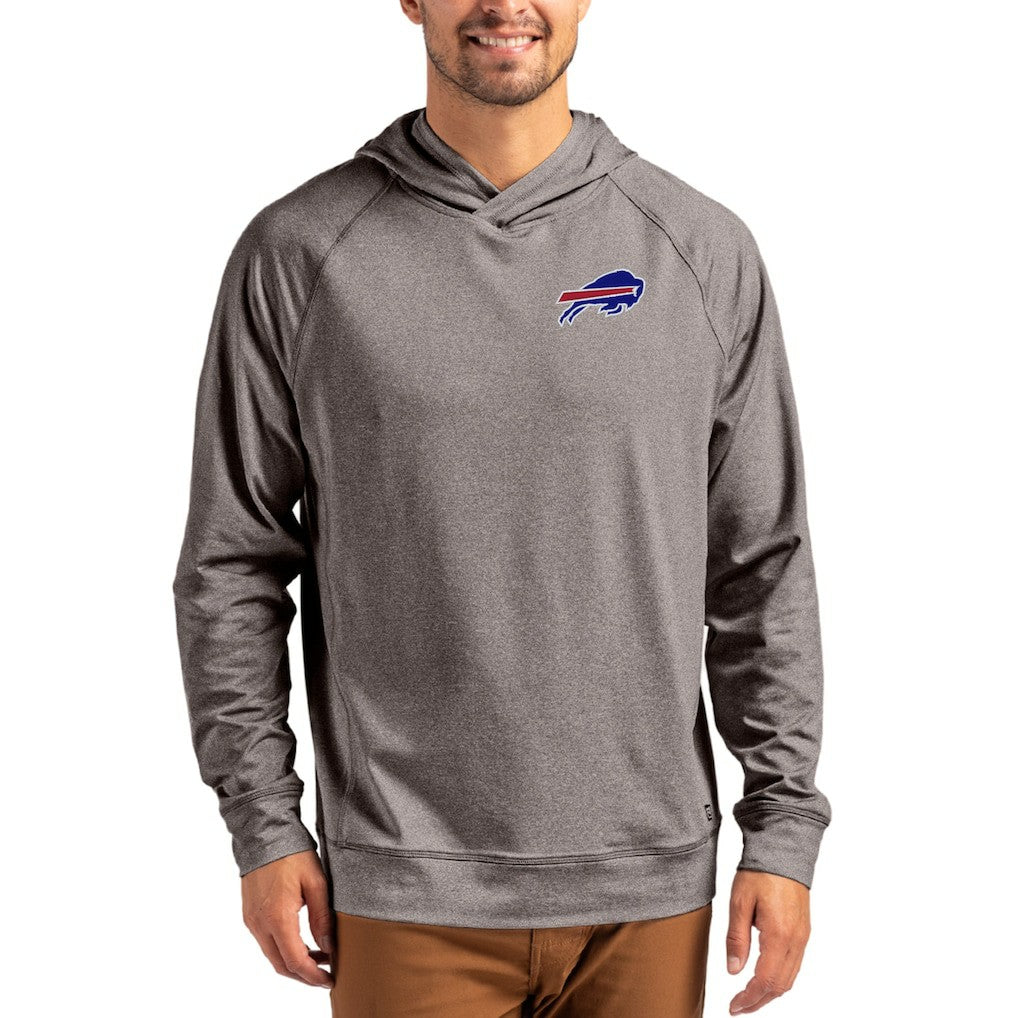 Buffalo Bills Cutter & Buck Adapt Knit Recycled Raglan Pullover Hoodie Heather Gray