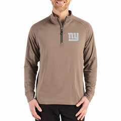 New York Giants Cutter & Buck Adapt Eco Knit Stretch Recycled Quarter-Zip Pullover Brown