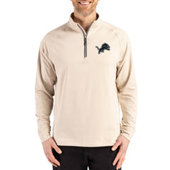 Detroit Lions Cutter & Buck Adapt Eco Knit Stretch Recycled Quarter-Zip Pullover Tan