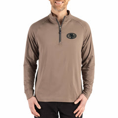 San Francisco 49ers Cutter & Buck Adapt Eco Knit Stretch Recycled Quarter-Zip Pullover Brown