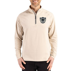 Las Vegas Raiders Cutter & Buck Adapt Eco Knit Stretch Recycled Quarter-Zip Pullover Tan
