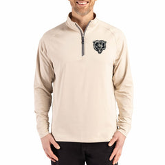 Chicago Bears Cutter & Buck Adapt Eco Knit Stretch Recycled Quarter-Zip Pullover Tan
