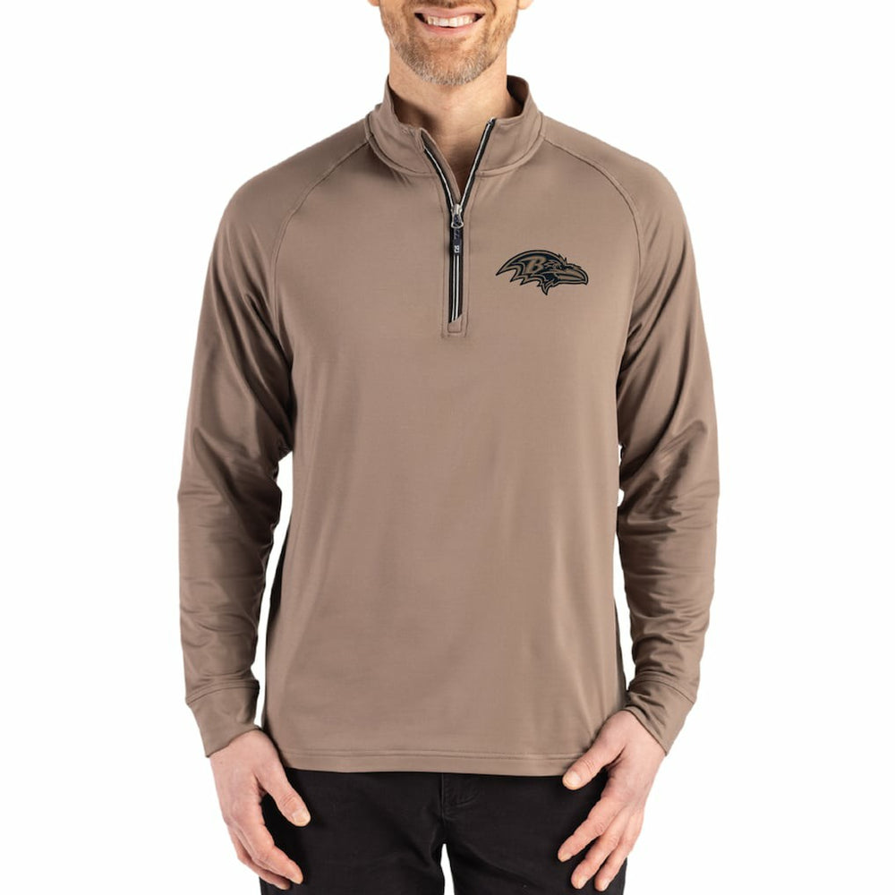 Baltimore Ravens Cutter & Buck Adapt Eco Knit Stretch Recycled Quarter-Zip Pullover Brown