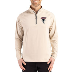 Atlanta Falcons Cutter & Buck Throwback Logo Adapt Eco Knit Stretch Recycled Quarter-Zip Pullover Tan