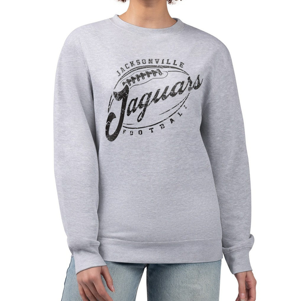 Jacksonville Jaguars G-III 4Her by Carl Banks Women's Distressed Graphics Fleece Pullover Sweatshirt Gray