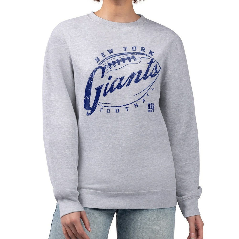 New York Giants G-III 4Her by Carl Banks Women's Distressed Graphics Fleece Pullover Sweatshirt Gray