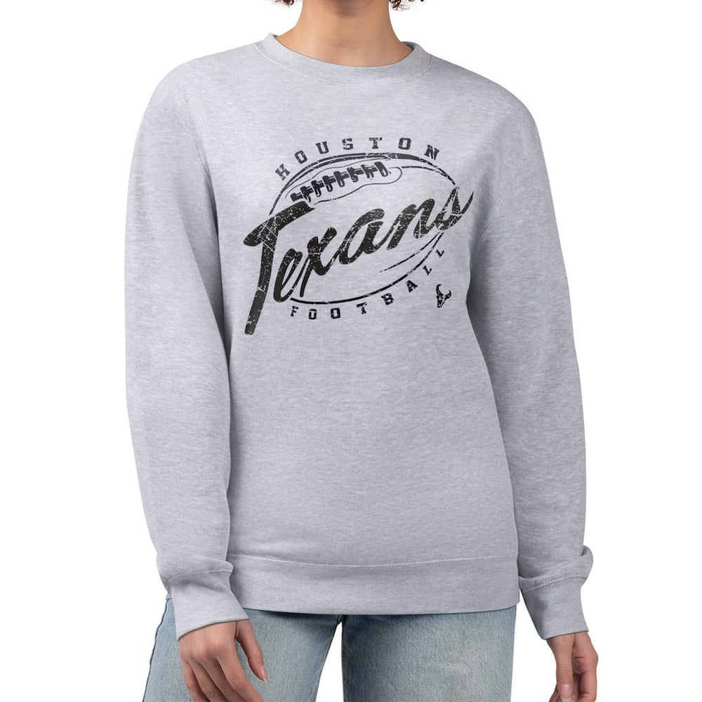 Houston Texans G-III 4Her by Carl Banks Women's Distressed Graphics Fleece Pullover Sweatshirt Gray