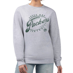 Green Bay Packers G-III 4Her by Carl Banks Women's Distressed Graphics Fleece Pullover Sweatshirt Gray
