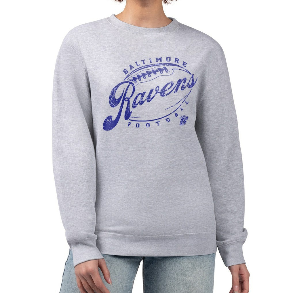 Baltimore Ravens G-III 4Her by Carl Banks Women's Distressed Graphics Fleece Pullover Sweatshirt Gray
