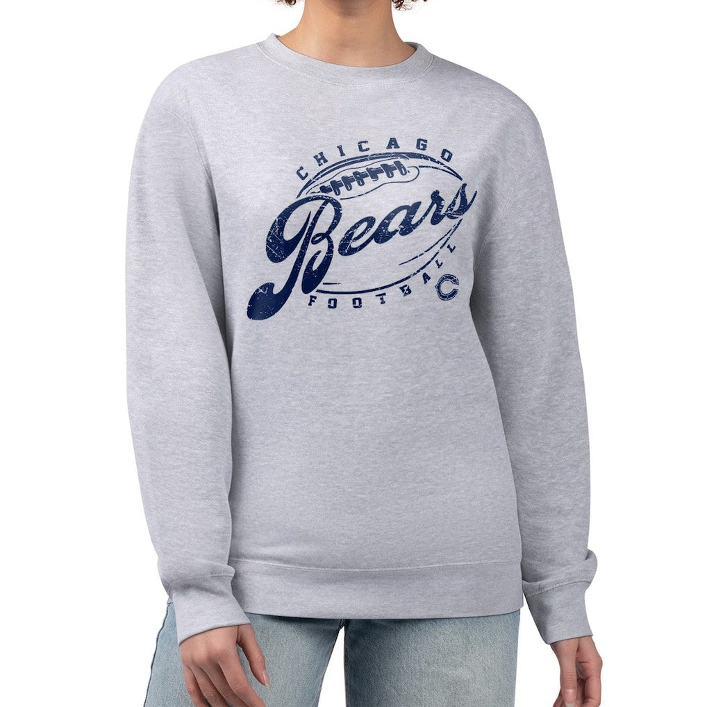 Chicago Bears G-III 4Her by Carl Banks Women's Distressed Graphics Fleece Pullover Sweatshirt Gray