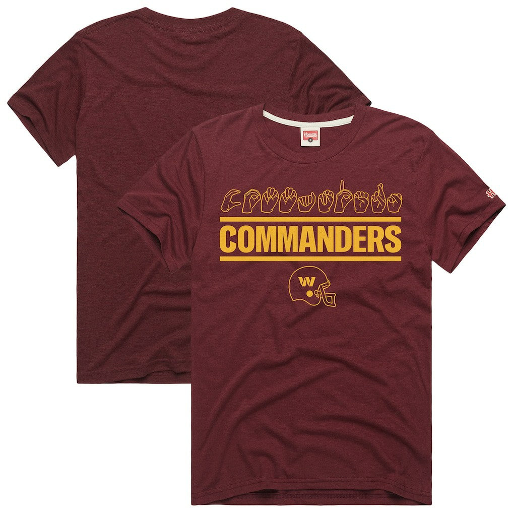 Washington Commanders Homage Unisex NFL ASL Collection by Love Sign Tri-Blend T-Shirt Burgundy