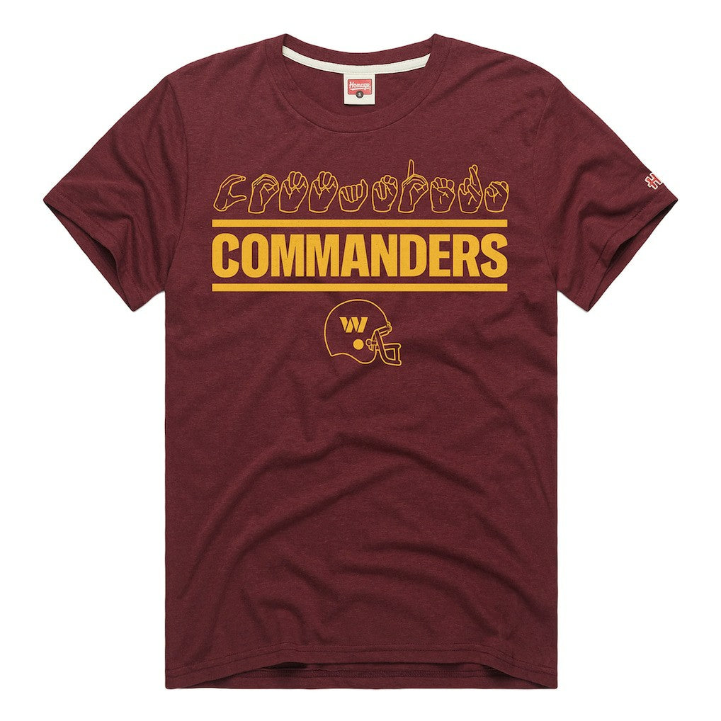 Washington Commanders Homage Unisex NFL ASL Collection by Love Sign Tri-Blend T-Shirt Burgundy