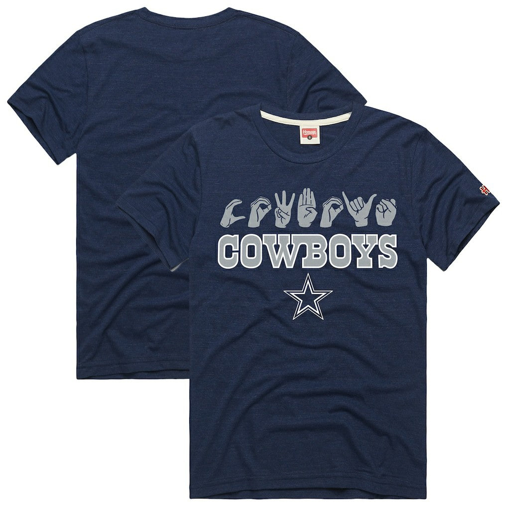 Dallas Cowboys Homage Unisex NFL ASL Collection by Love Sign Tri-Blend T-Shirt Navy