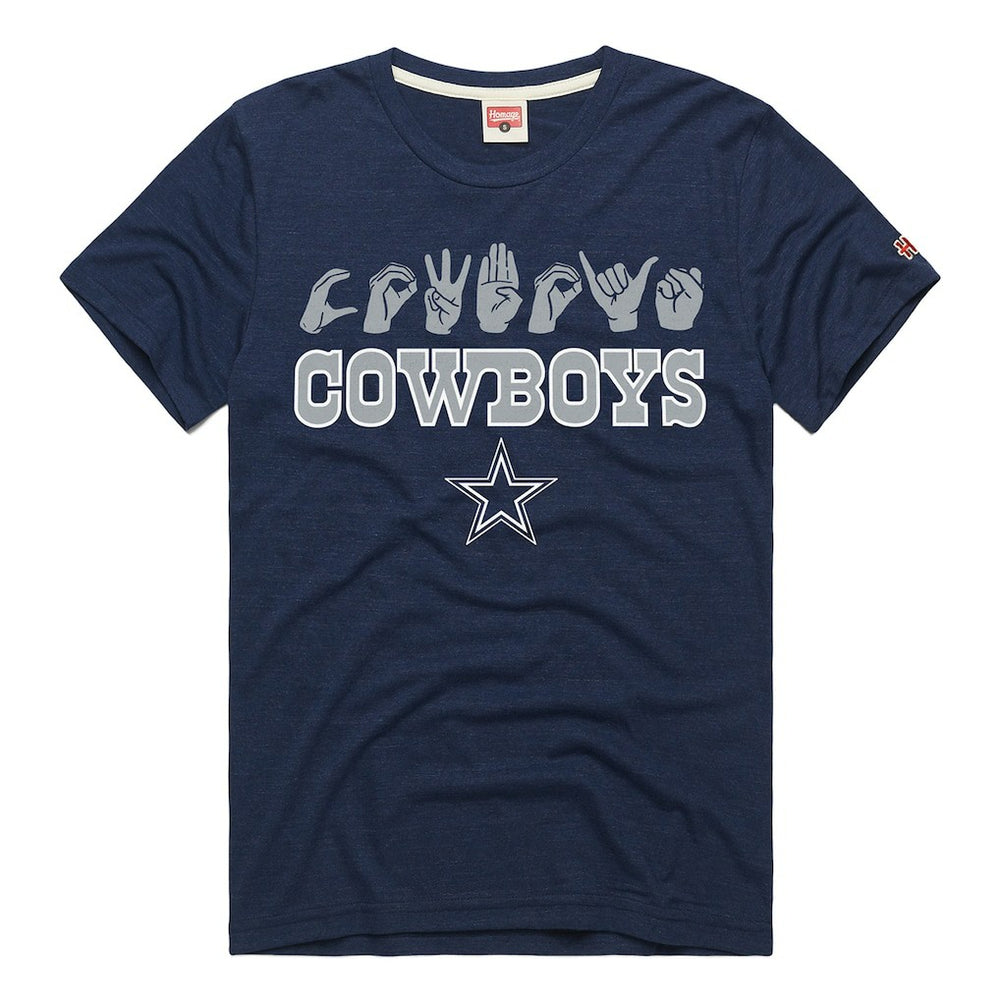 Dallas Cowboys Homage Unisex NFL ASL Collection by Love Sign Tri-Blend T-Shirt Navy