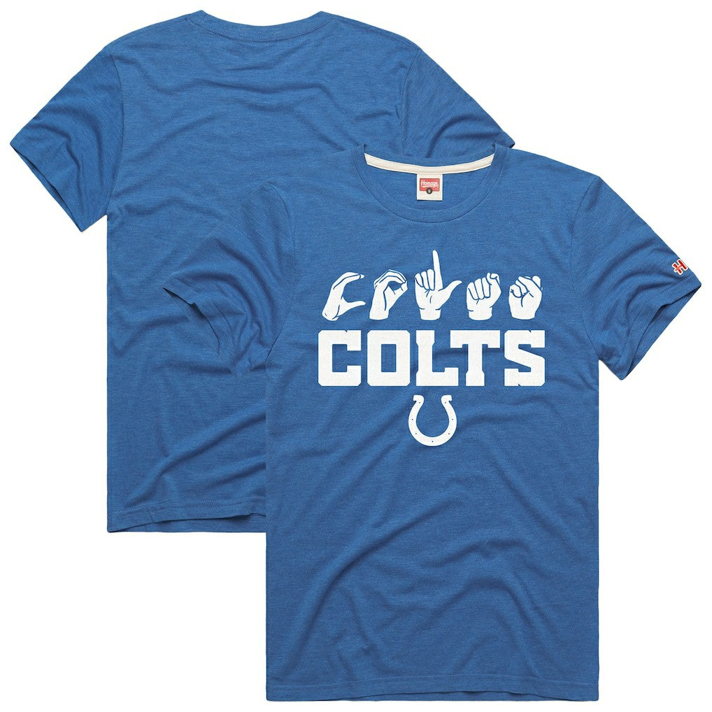 Indianapolis Colts Homage Unisex NFL ASL Collection by Love Sign Tri-Blend T-Shirt Royal