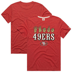 San Francisco 49ers Homage Unisex NFL ASL Collection by Love Sign Tri-Blend T-Shirt Scarlet