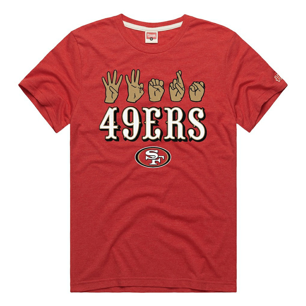 San Francisco 49ers Homage Unisex NFL ASL Collection by Love Sign Tri-Blend T-Shirt Scarlet