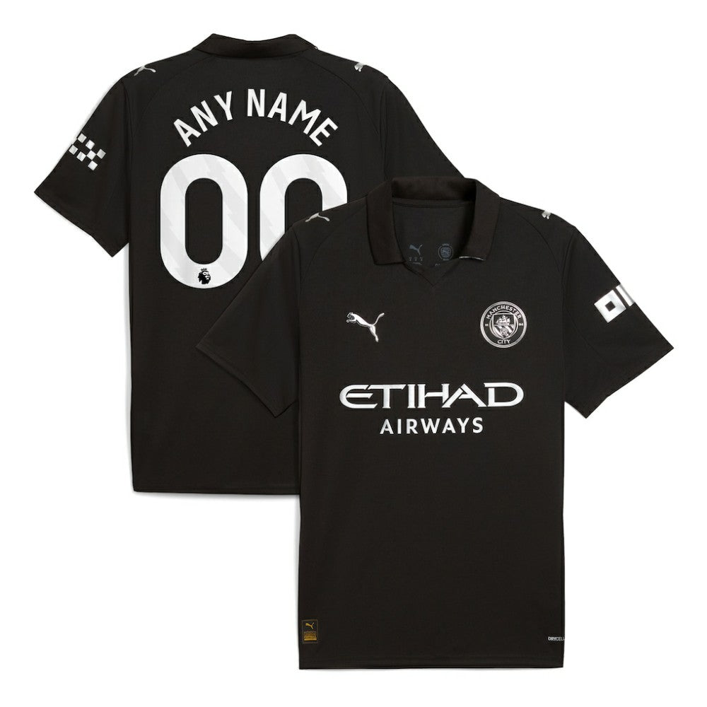 Manchester City 2025/26 Away Replica Custom Jersey Black