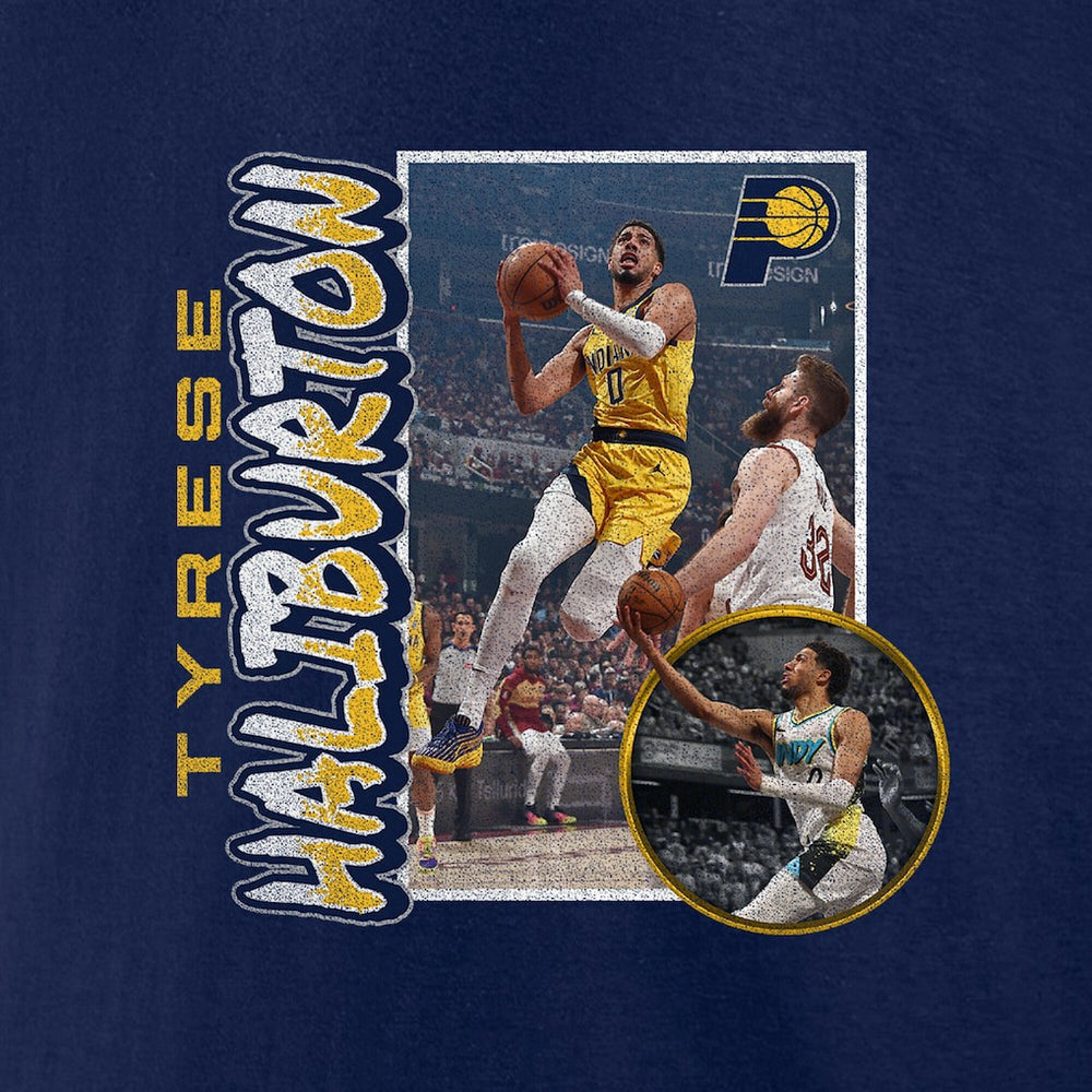 Tyrese Haliburton Indiana Pacers '90s Player Graphic T-Shirt Navy