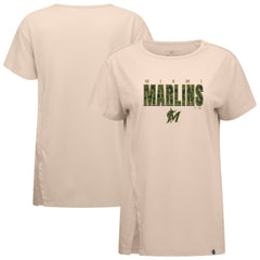 Miami Marlins Levelwear Women's Influx Protect W T-Shirt - Khaki T-shirts
