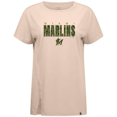 Miami Marlins Levelwear Women's Influx Protect W T-Shirt - Khaki T-shirts