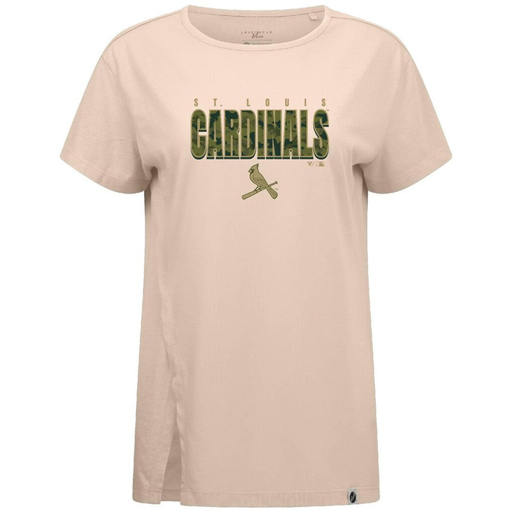 St. Louis Cardinals Levelwear Women's Influx Protect W T-Shirt - Khaki T-shirts