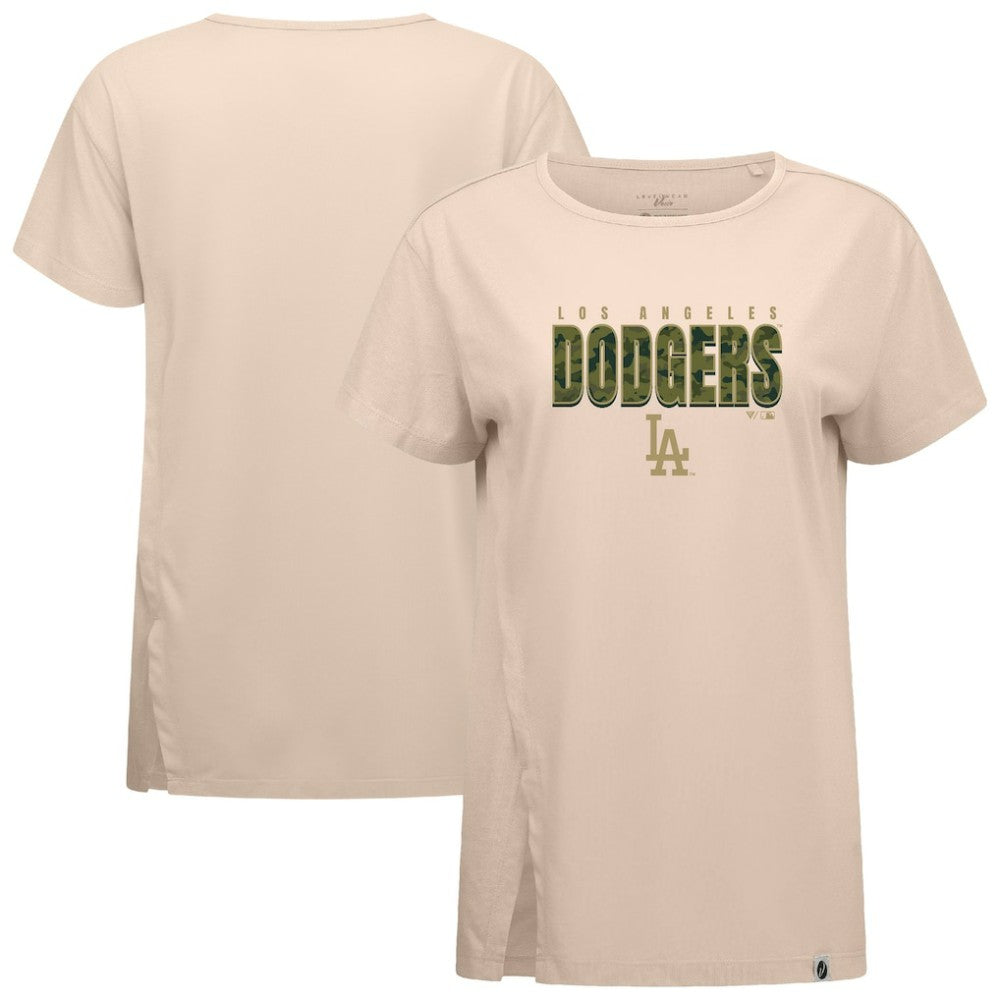 Los Angeles Dodgers Levelwear Women's Influx Protect W T-Shirt - Khaki T-shirts