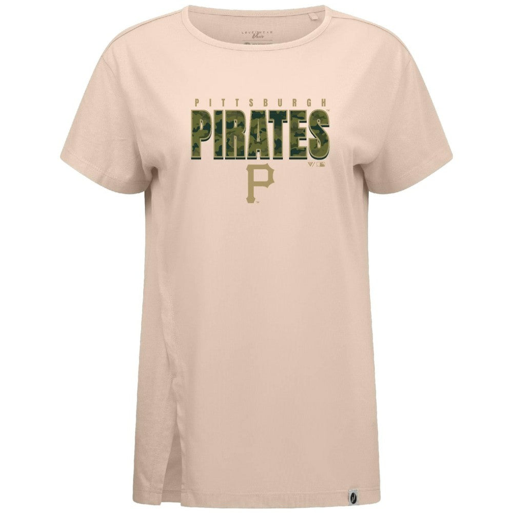 Pittsburgh Pirates Levelwear Women's Influx Protect W T-Shirt - Khaki T-shirts