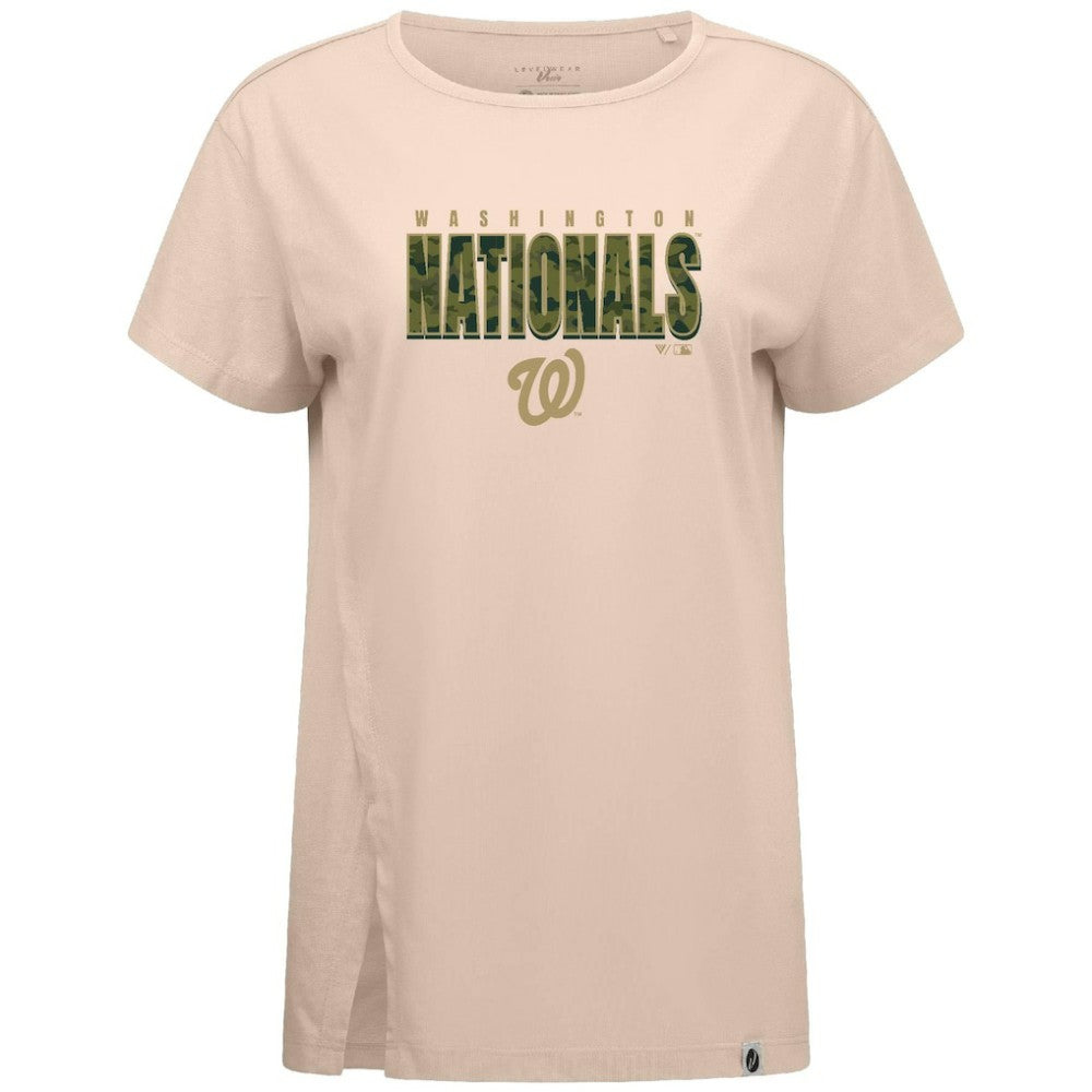Washington Nationals Levelwear Women's Influx Protect W T-Shirt - Khaki T-shirts